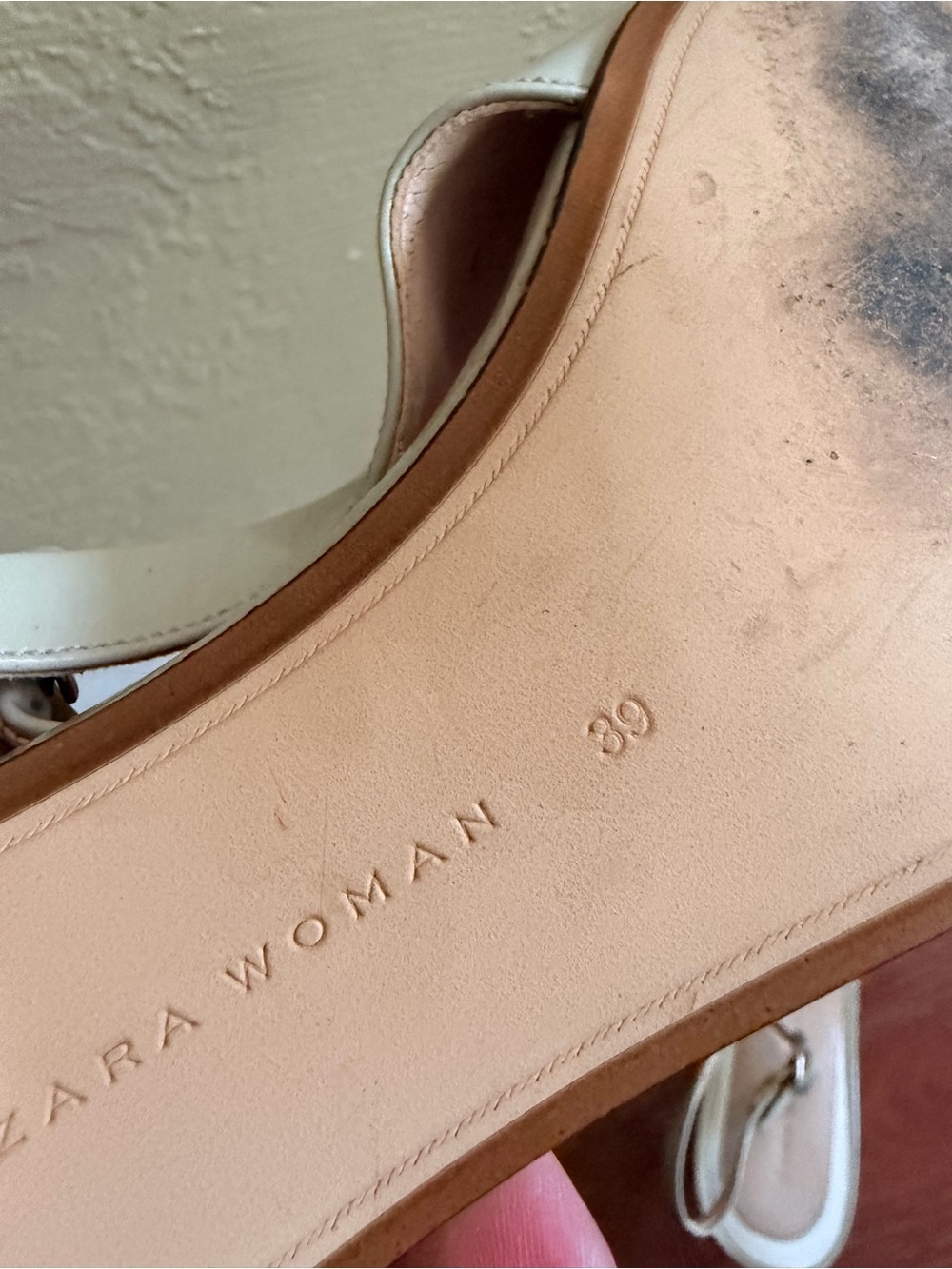 Zara Cream Patent Slingback Kitten Heels - Picture 6 of 7